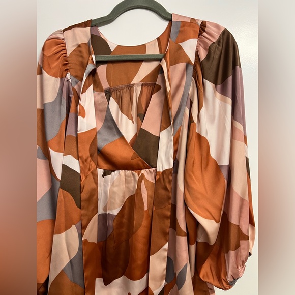 NWT DR2 swing top blouse shirt boho silky satin XL pink - Picture 5 of 10